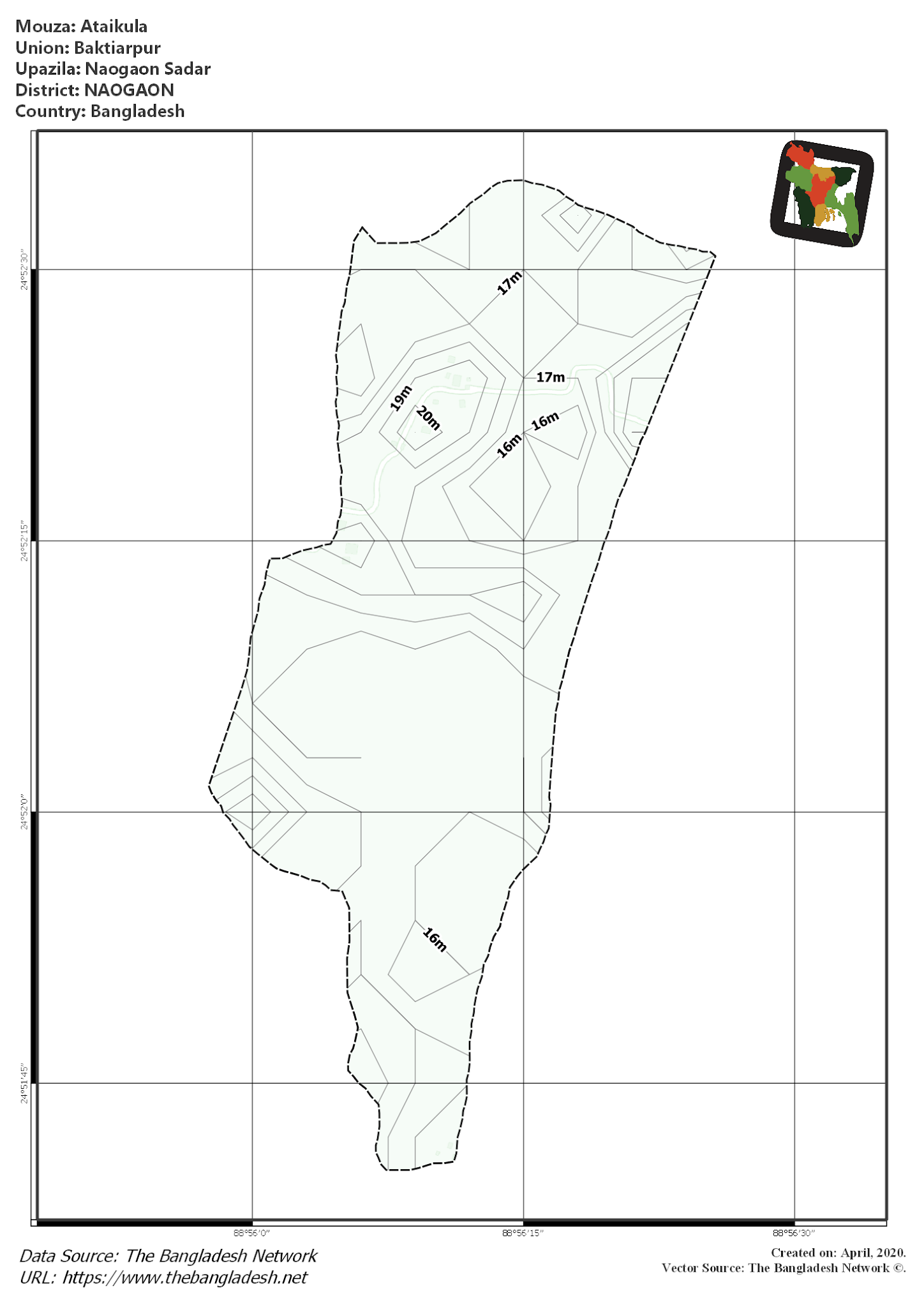Map of Ataikula Mouza of Naogaon Sadar Upazila, NAOGAON, Bangladesh.
