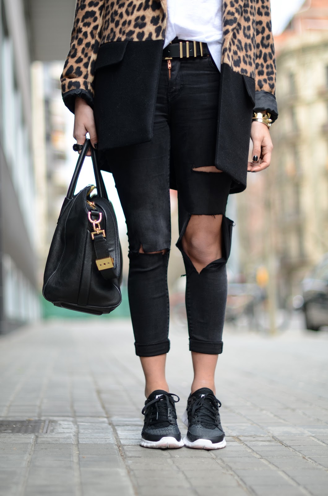 black trainers with animal print