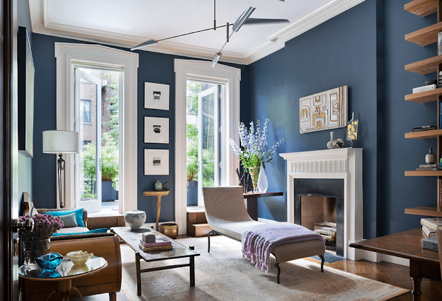 navy blue living room decoration