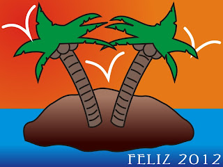 Feliz 2012 em uma ilha deserta (desenho)