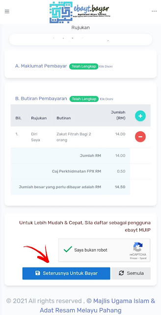 Cara bayar Zakat Fitrah secara dalam talian 'Online' Negeri Pahang