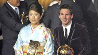 Homare Sawa y Leo Messi, ganadores Balón de Oro 2012