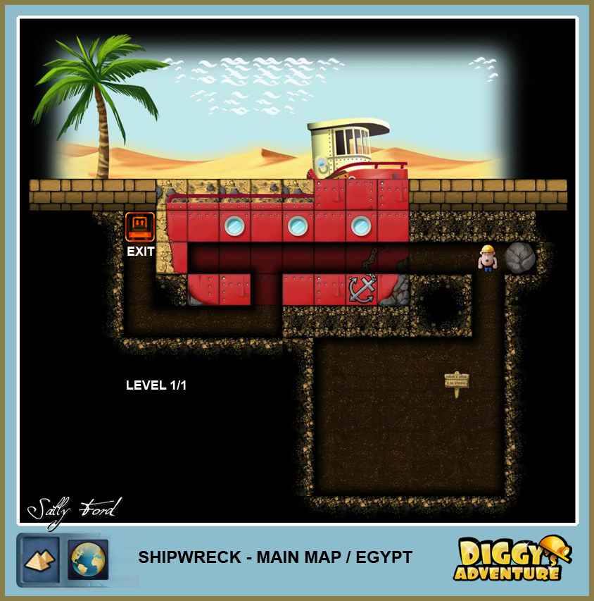 Diggy's Adventure Walkthrough: Egypt Main / Shipwreck