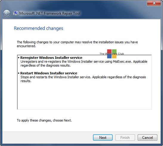 Outil de réparation de Microsoft .NET Framework