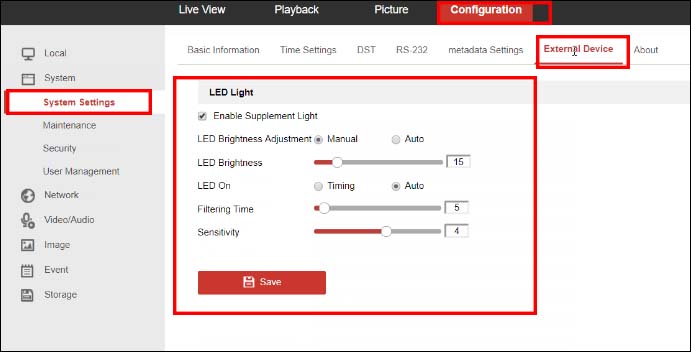 How to adjust the LED floodlight settings on Hikvision camera