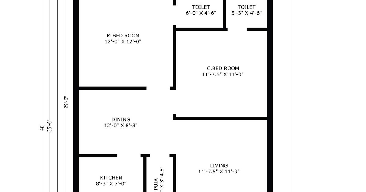 EAST FACE PLAN AS PER VASTHU SITE MEASUREMENTS 30X40 Home Designs