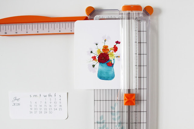 watercolor art print calendar, 2016 calendar, watercolor calendar, floral calendar, botanical calendar, Anne Butera, My Giant Strawberry