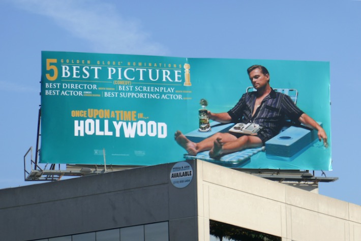 Once Upon a Time in Hollywood 5 Golden Globe nominations billboard San Vicente Boulevard Once Upon a Time in Hollywood 5 Golden Globes billboard