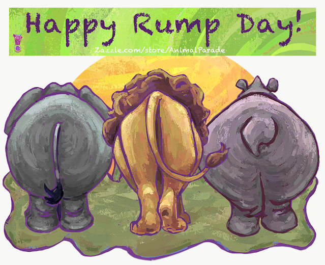 Happy Rump Day from Animal Parade Elephant, Lion, and Hippo