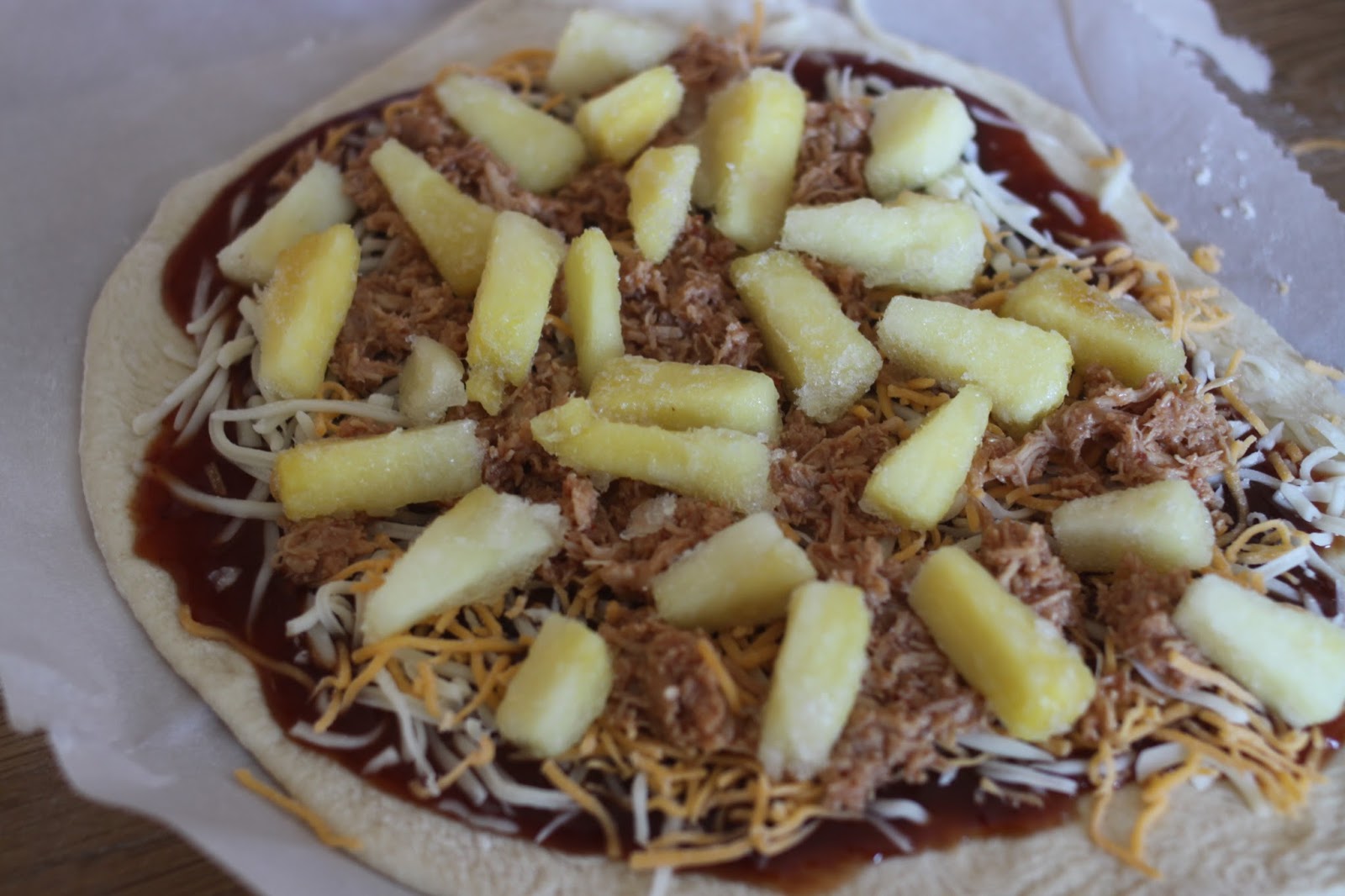 The Larson Lingo Pineapple Chicken Luau & Bacon Pizza