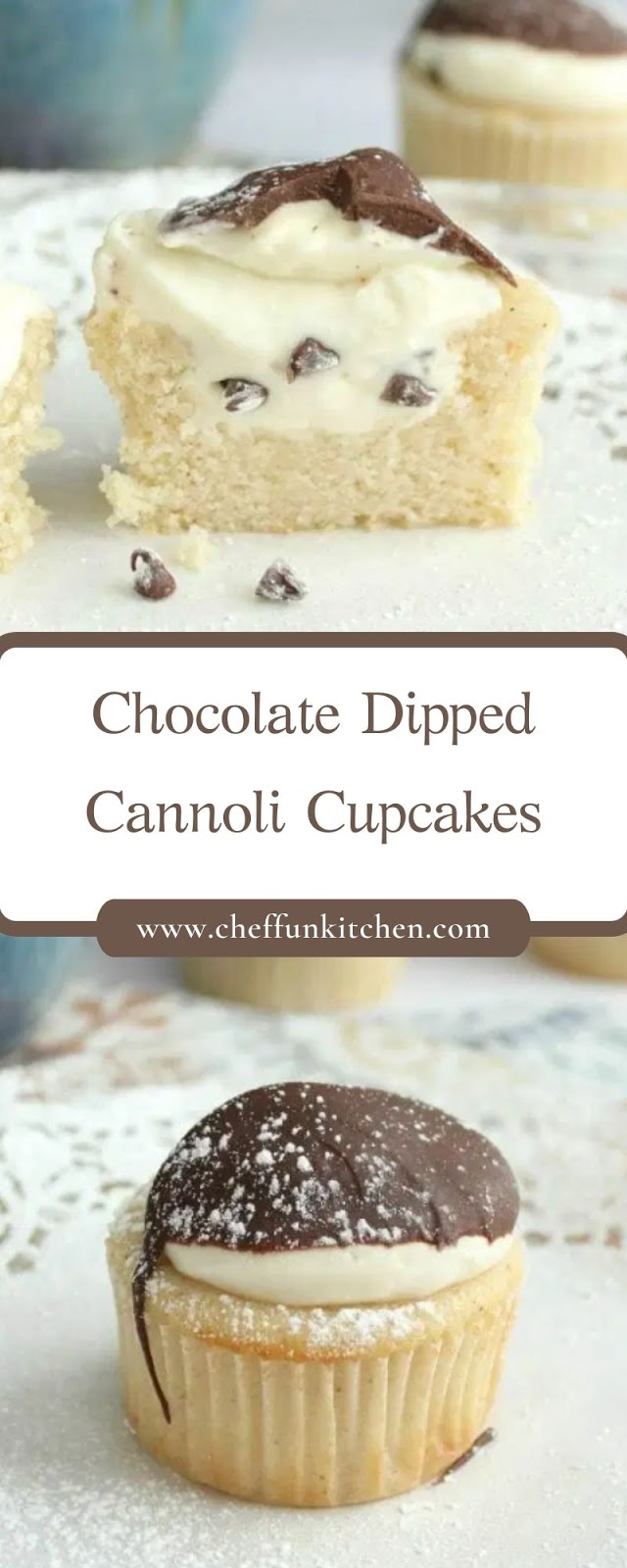 Chocolate Dipped Cannoli Cupcakes Chocolate Dipped Cannoli Cupcakes