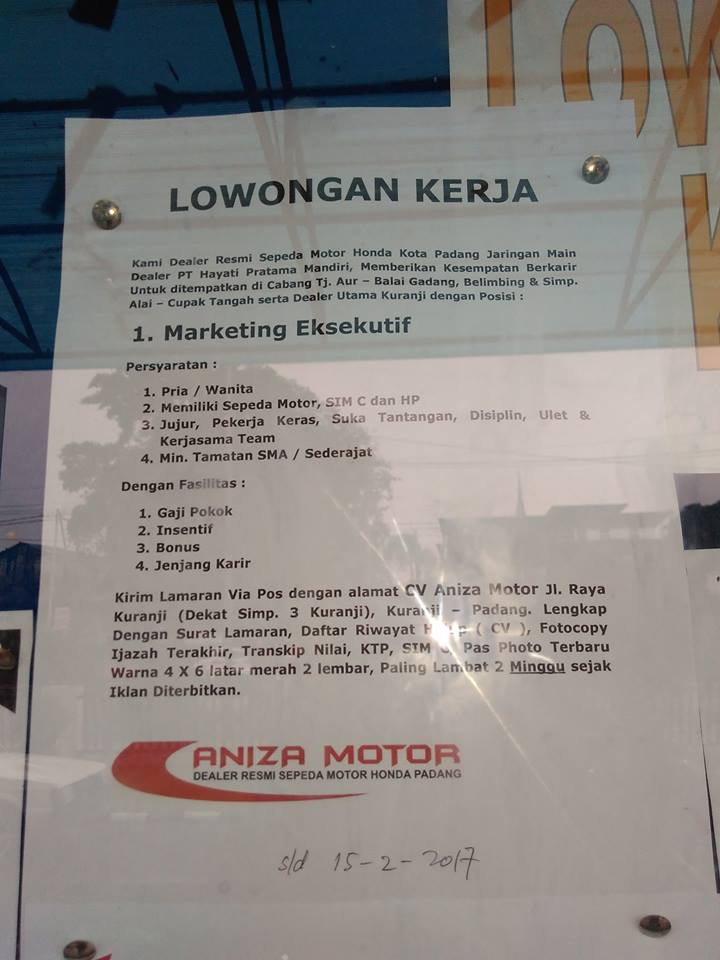 Ilmu Pengetahuan 1 Lowongan Kerja Terbaru Kota Padang