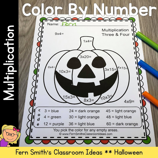 Halloween Color By Number Multiplication Only Is Also Available For Your Classroom Today!