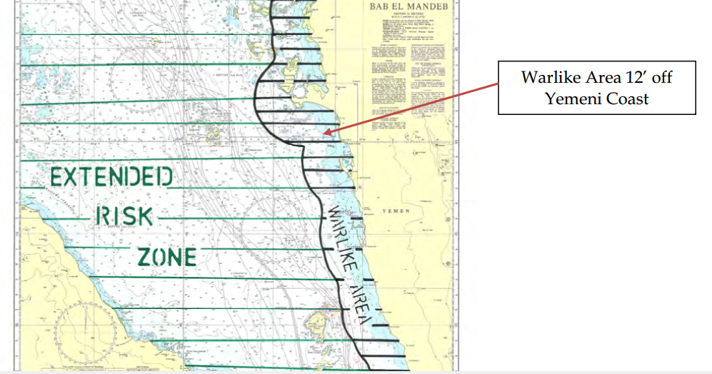 The Map of the Listed Areas of War Risk Navigation Limitations IBF
