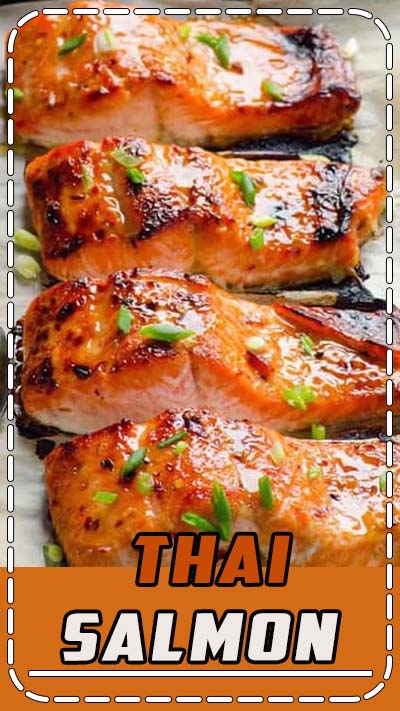 Thai Salmon Recipe with easy healthy sweet chili sauce oven baked in winter or grilled on cedar plank in summer. Read rave reader reviews yourself. #ifoodreal #cleaneating #salmon #healthy #recipe #recipes #lowcarb #keto #glutenfree