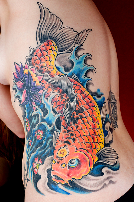 this article tattoo design with the title Koi Tattoo Designs For Women ...