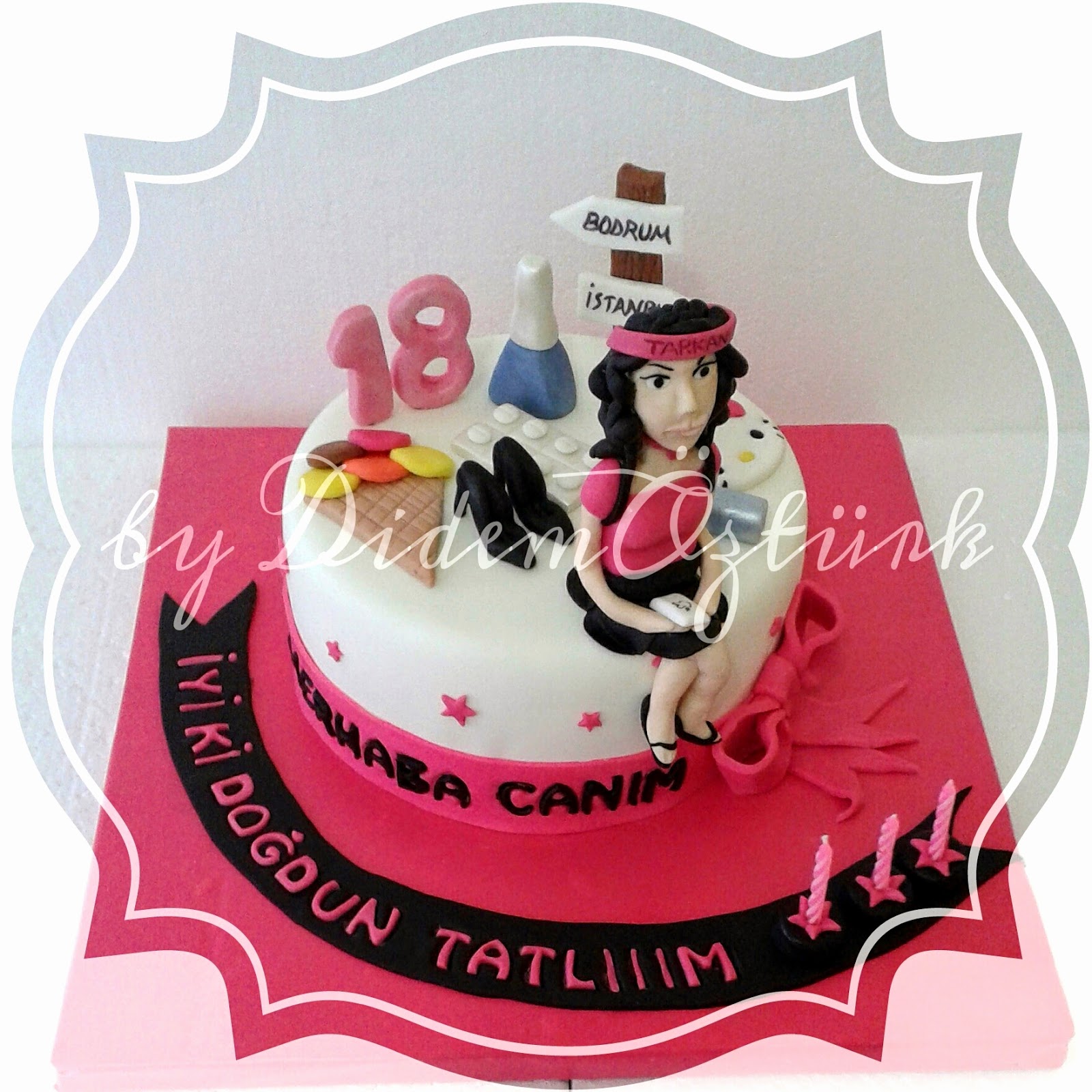 18 yaş temalı genç kız doğum günü pastası
