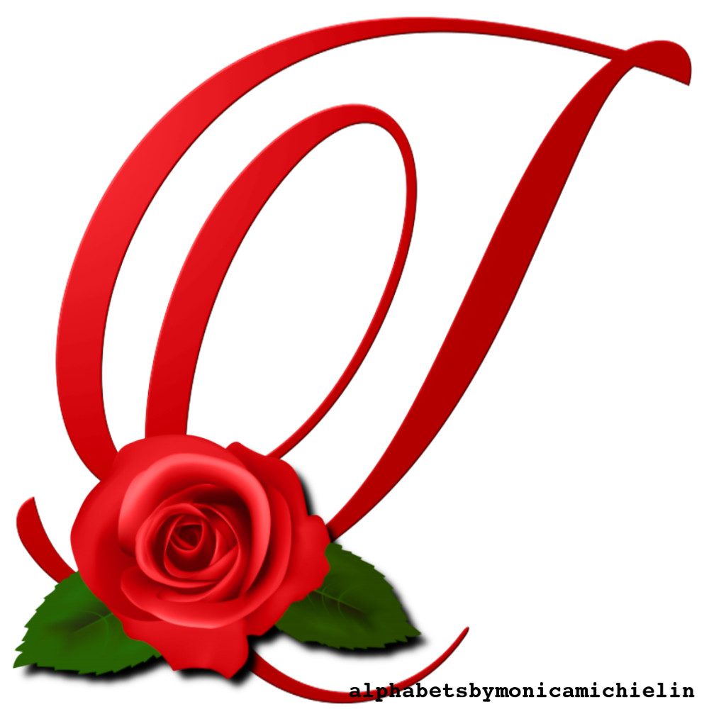 M. Michielin Alphabets: RED ROSE TWO LEAVES ALPHABET PNG