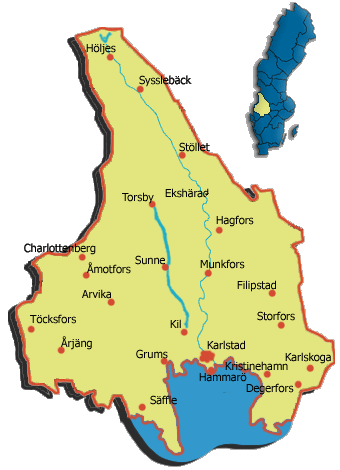 Karta över Värmland Regionen | Karta över Sverige, Geografisk, Fysisk