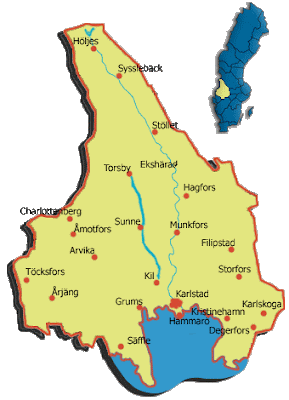 Karta över Värmland Regionen | Karta över Sverige, Geografisk, Fysisk