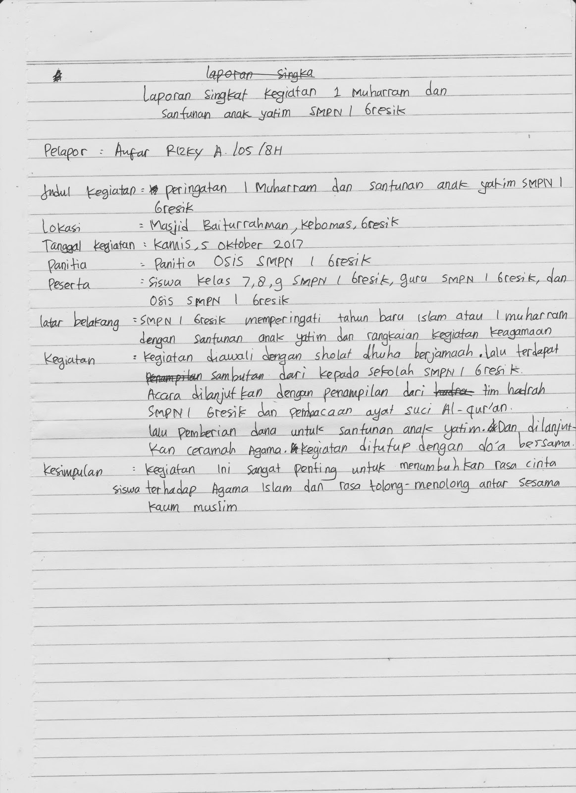 Contoh Laporan Singkat