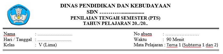 Download Soal Dan Kunci Jawaban Pts Uts Kelas 5 Sd Mi Semester 1 Kurikulum 2013 Guru Jumi