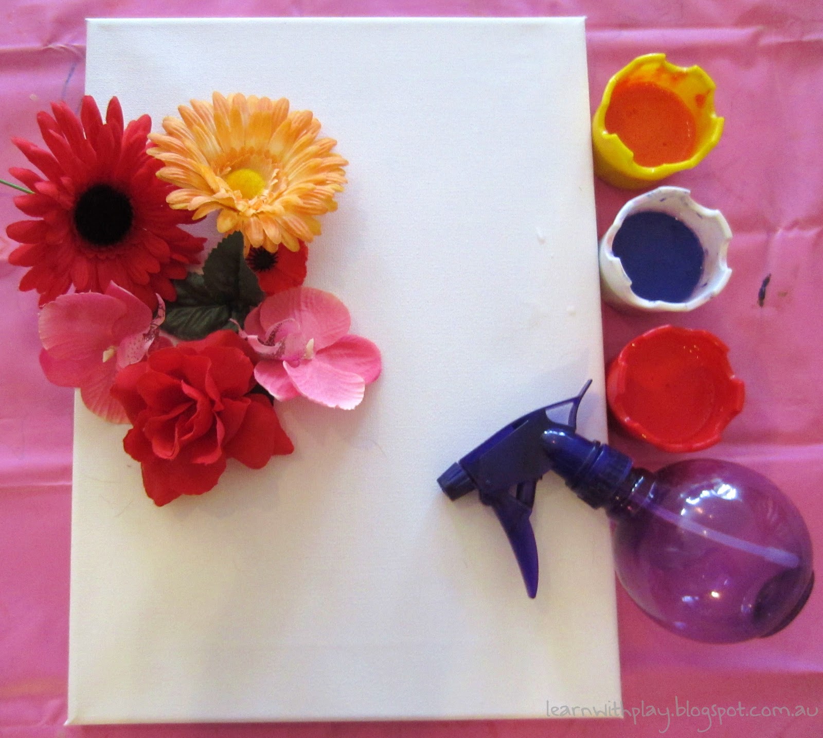 Learn with Play at Home Flower Stencil Spray Painting
