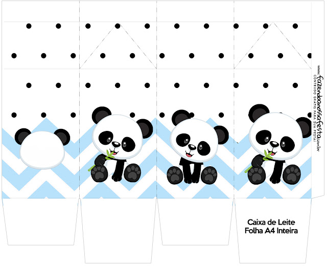 Panda in Light Blue Chevron and Black Polka Dots: Free Printable Boxes.