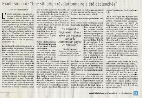 Riadh Sidaoui: “Une situation révolutionnaire a été déclenchée, le clan Bouteflika est fini”