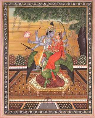 Vishnu-Lakshmi Watercolor Painting