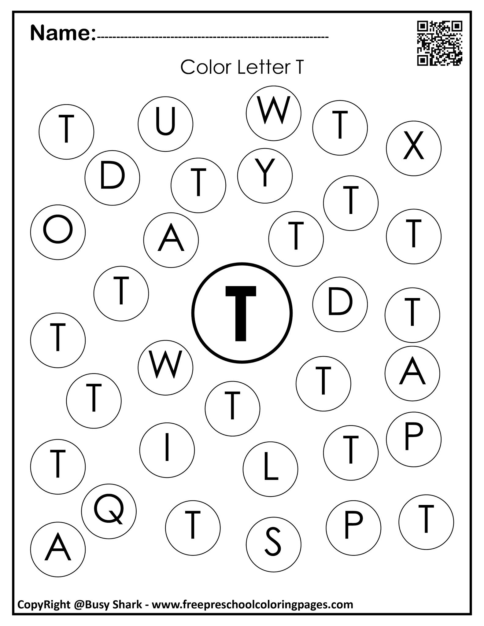 Letter T "10 free Dot Markers coloring pages"