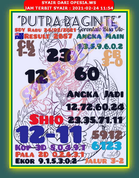 Syair Sdy Hari Ini Rabu 24 Februari 2021 Opesia Official