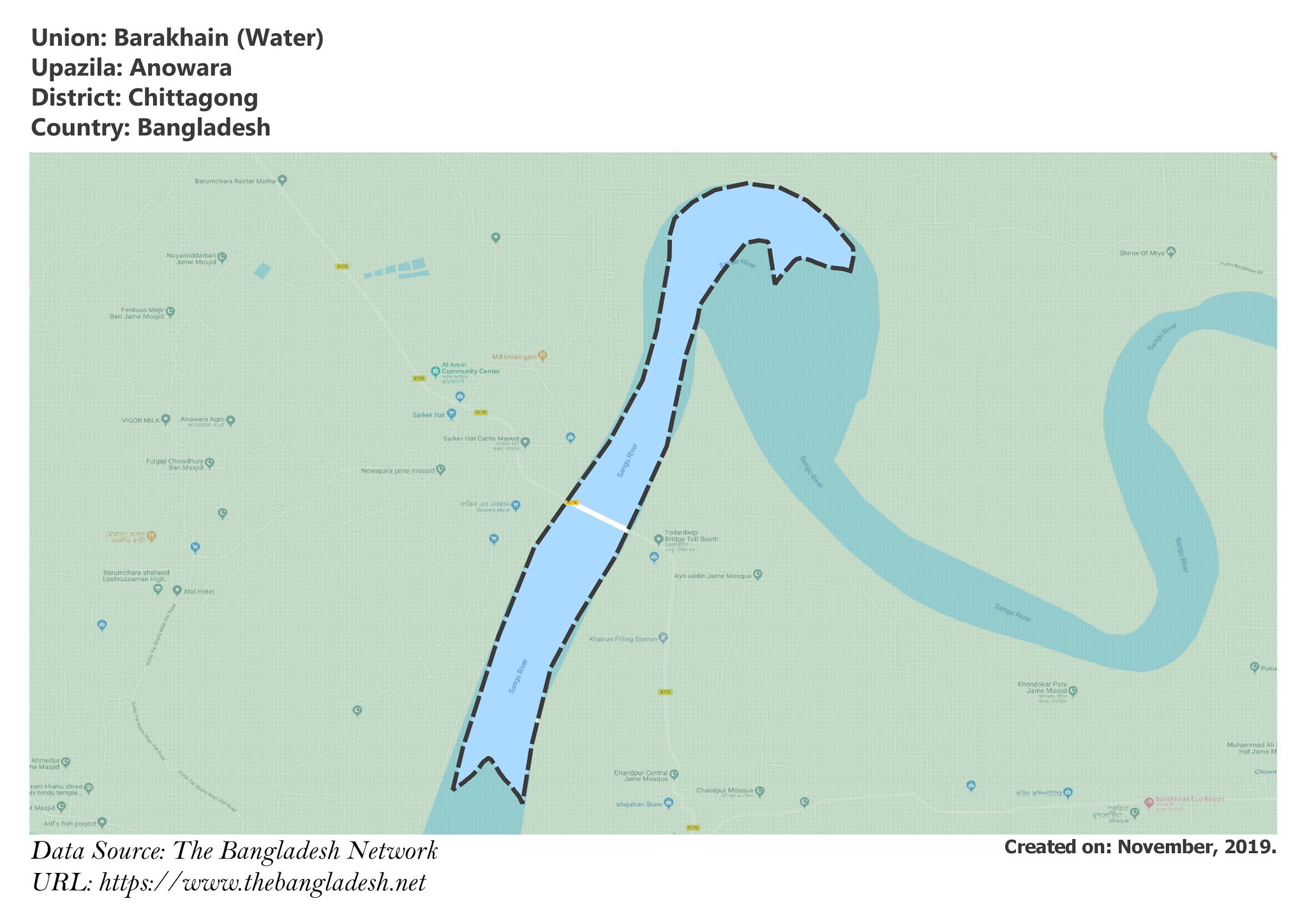 Map of Barakhain of Anowara Upazila Map of Barakhain of Chittagong, Bangladesh.