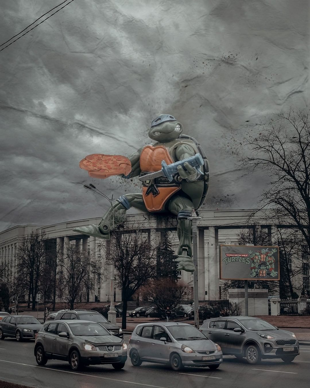 Tartaruga Ninja gigante conquista Minsk: Leonardo está explorando o mundo da arquitetura soviética em projeto de artista