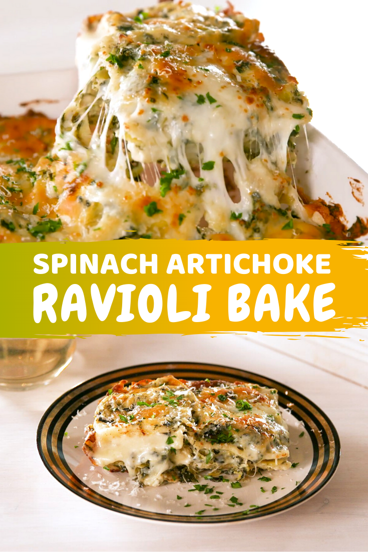 Spinach Artichoke Ravioli Bake