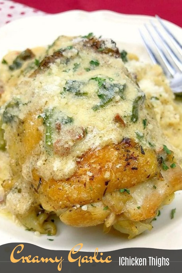 CREAMY GARLIC INSTANT POT CHICKEN THIGHS (PRESSURE COOKER)