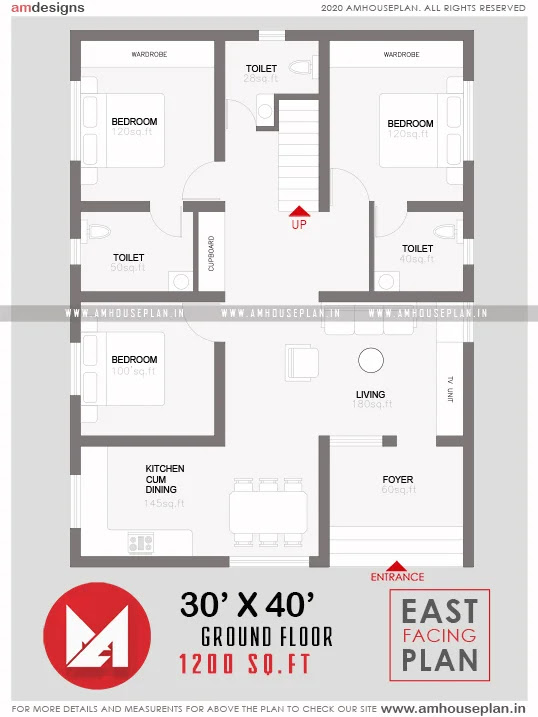 Ap011 30 40 Sq Ft Simplex House Plan Archplanest Ap011 30 40 Sq Ft Simplex House Plan