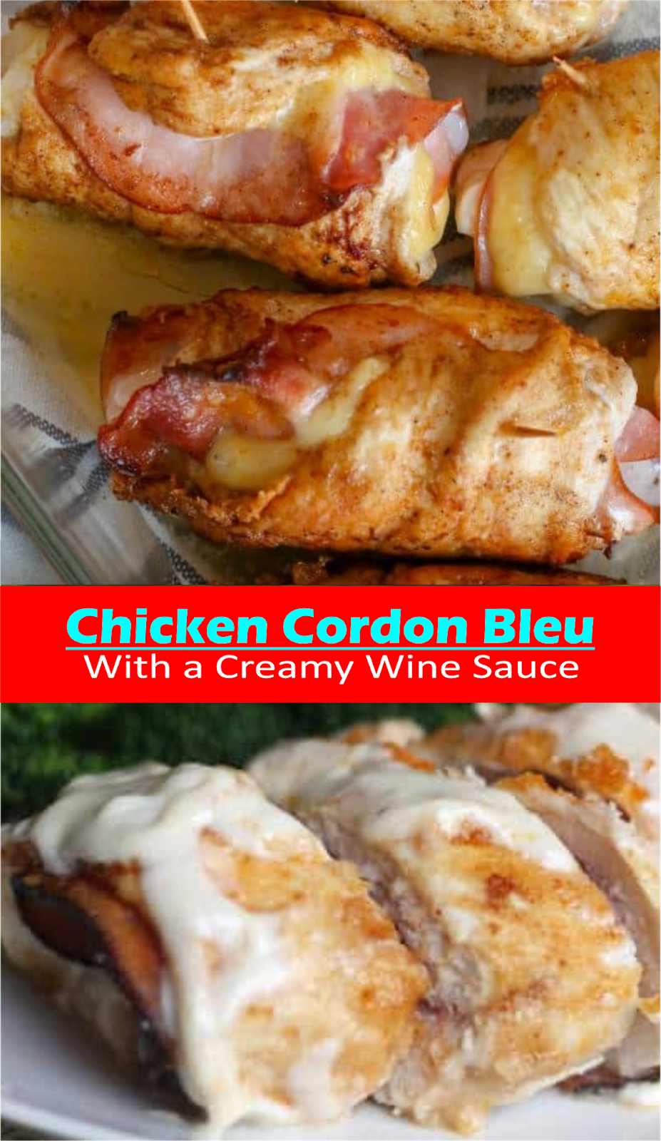 Chicken Cordon Bleu with a Creamy Wine Sauce Amzing Food