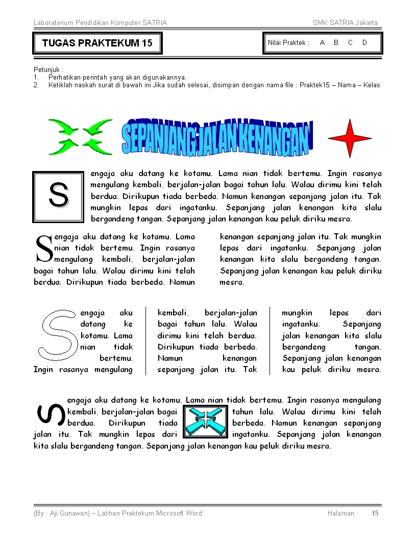 Soal Praktek Microsoft Word Belajar