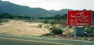 Funny Signs: No swimming in a no water desert