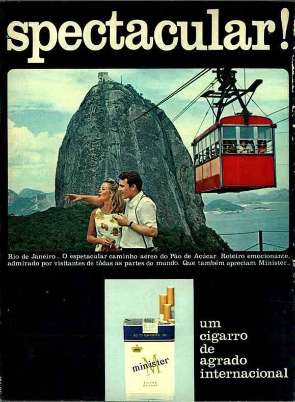 Propaganda dos Cigarros Minister, veiculada em 1968, com Rio de Janeiro como paisagem principal.