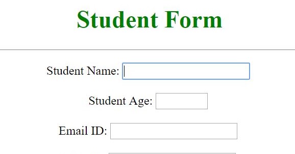 Html Web Pages: Student information form using html and css