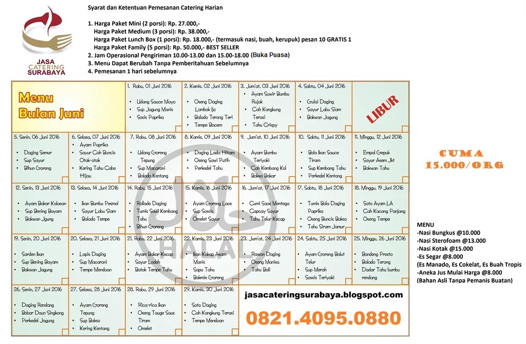 Jasa Catering Surabaya Daftar Menu Catering Harian Surabaya