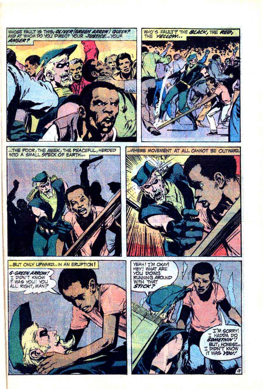 Green Lantern Green Arrow #87 bronze age 1970s dc comic book page art by Neal Adams