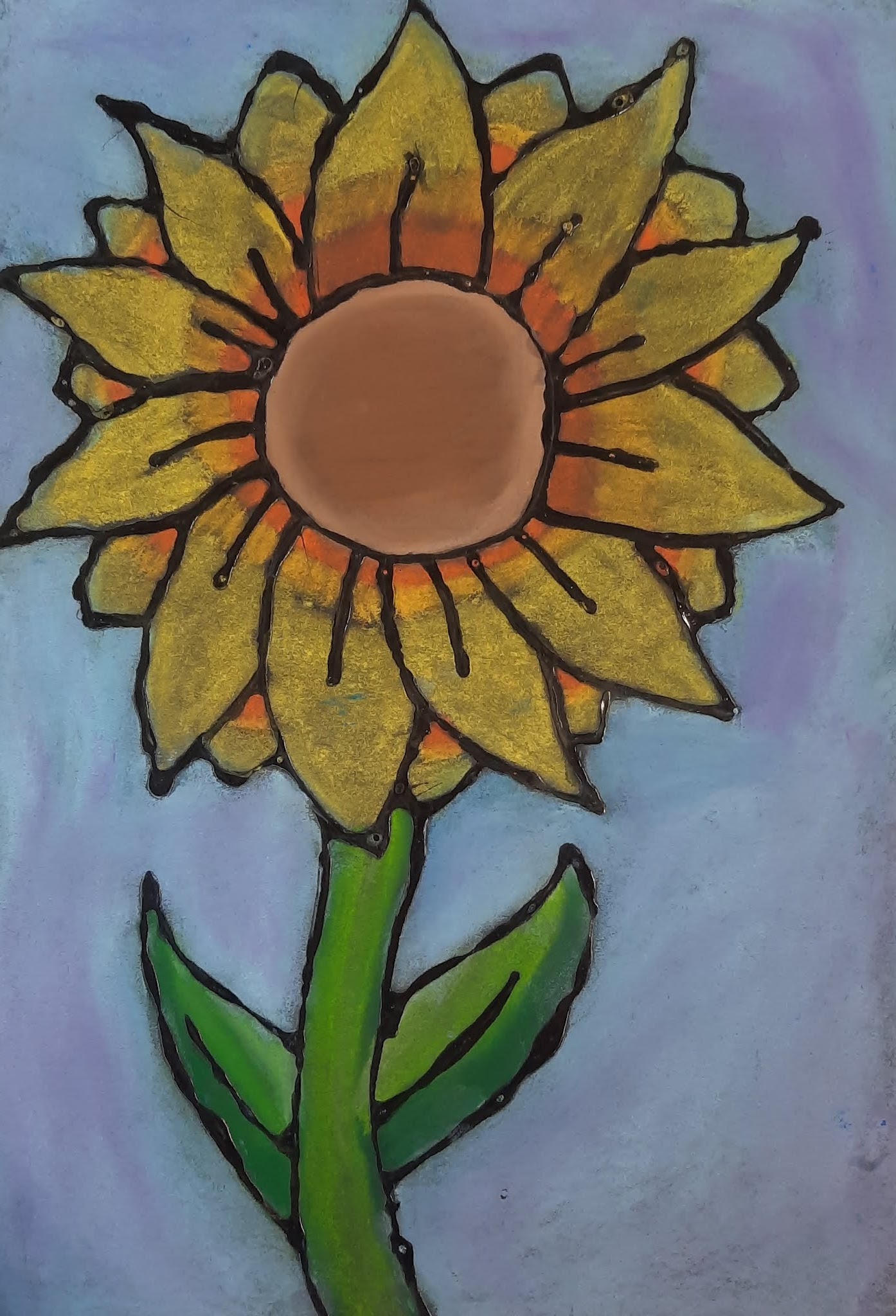 a faithful attempt Chalk Pastel Glue Line Sunflowers