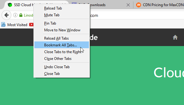 Bewaar alle geopende tabbladen als bladwijzers in Firefox
