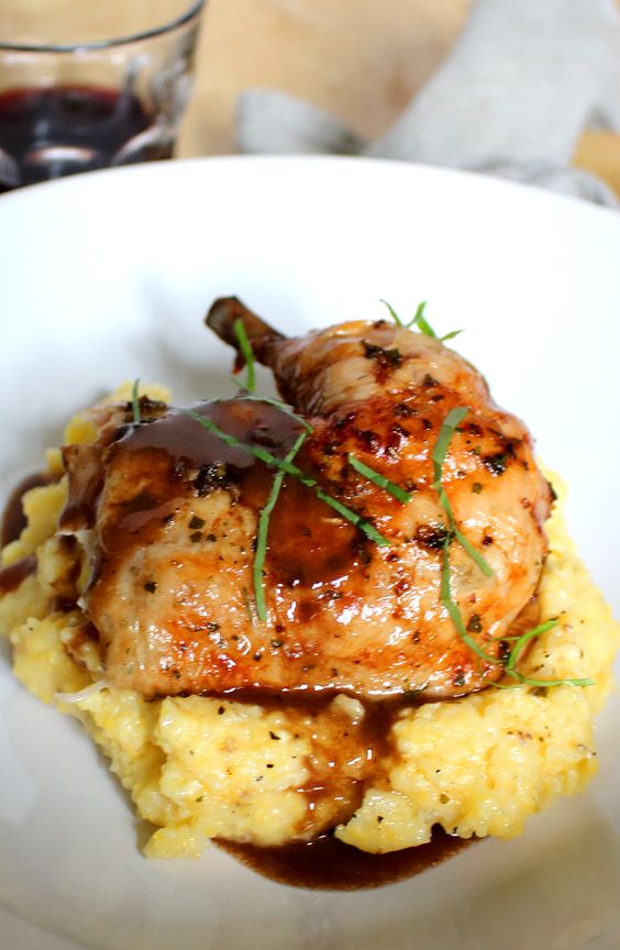 Roast Chicken with Red Wine DemiGlace and Polenta Best Recipes