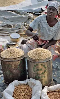 Selling bambara beans in West Africa