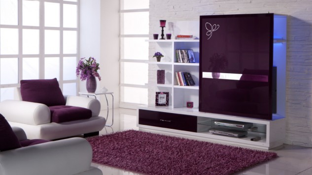 Ideas de sala de estar de color púrpura 