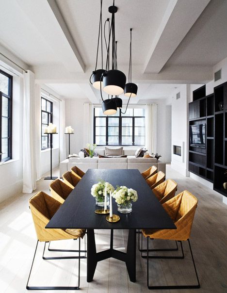 Modern luxury dining room table living room minimal sophisticated interior design by Piet Boon 